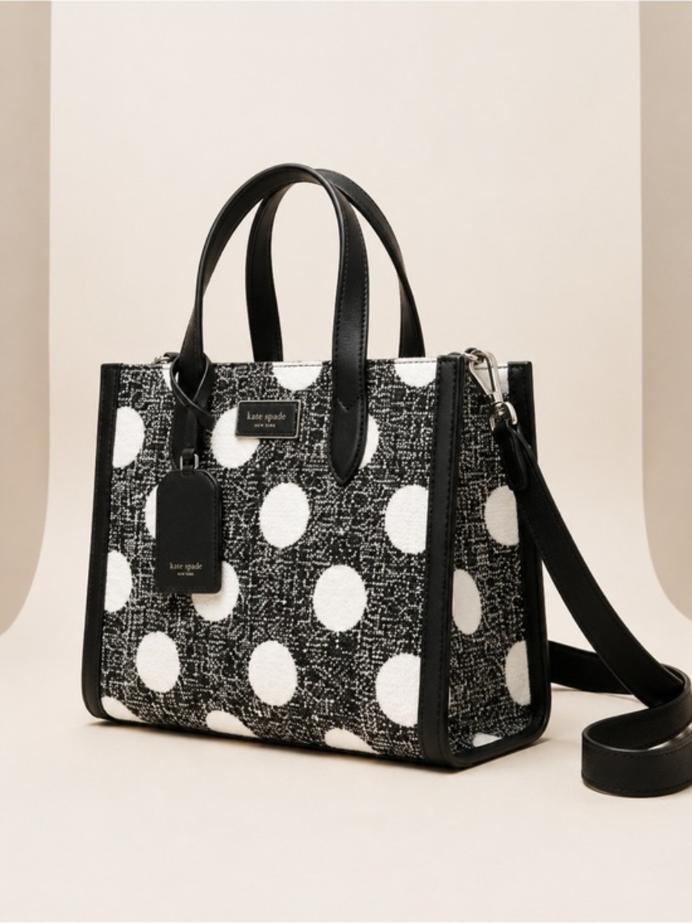 NWT Kate Spade Sam Tweed Polka Dot Satchel Crossbody Bag